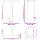 spisebordsben T-formet 2 stk. antracit 60x35x(72-73) cm stål