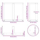 spisebordsben T-formet 2 stk. sort 70x35x(72-73) cm stål