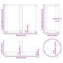spisebordsben T-formet 2 stk. antracit 70x35x(72-73) cm stål