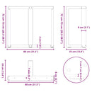 spisebordsben T-formet 2 stk. sort 80x35x(72-73) cm stål