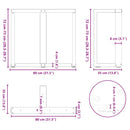 spisebordsben T-formet 2 stk. sort 80x35x(72-73) cm stål