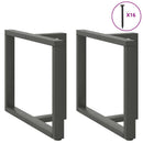 spisebordsben T-formet 2 stk. antracit 90x35x(72-73) cm stål
