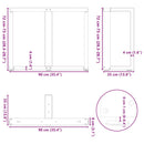 spisebordsben T-formet 2 stk. antracit 90x35x(72-73) cm stål