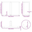 spisebordsben T-formet 2 stk. sort 90x35x(72-73) cm stål