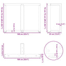 spisebordsben T-formet 2 stk. hvid 100x35x(72-73) cm stål
