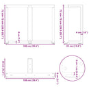 spisebordsben T-formet 2 stk. antracit 100x35x(72-73) cm stål