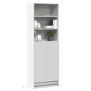 skab med LED-lys 69x32,5x200 cm konstrueret træ hvid