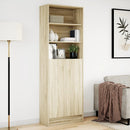 skab med LED-lys 69x32,5x200 cm konstrueret træ sonoma-eg