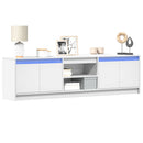 tv-bord med LED-lys 180x34x50 cm konstrueret træ hvid