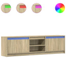 tv-bord med LED-lys 180x34x50 cm konstrueret træ sonoma-eg
