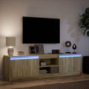 tv-bord med LED-lys 180x34x50 cm konstrueret træ sonoma-eg