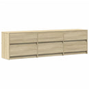 tv-bord med LED-lys 180x34x50 cm konstrueret træ sonoma-eg