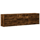 tv-bord m. LED-lys 180x34x50 cm konstrueret træ røget eg