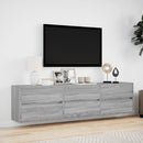 væghængt tv-bord med LED 180x31x45 cm grå sonoma-eg