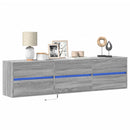 væghængt tv-bord med LED 180x31x45 cm grå sonoma-eg