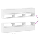 væghængt tv-bord med LED 180x31x45 cm hvid
