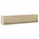 væghængt tv-bord med LED 180x31x38 cm sonoma-eg