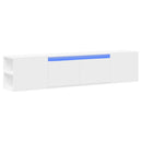 væghængt tv-bord med LED-lys 180x31x39,5 cm hvid