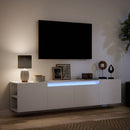 væghængt tv-bord med LED-lys 180x31x39,5 cm hvid