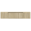 væghængt tv-bord med LED-lys 180x31x39,5 cm sonoma-eg