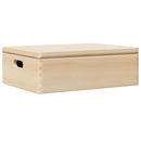 trækasse med låg og håndtag 40x30x13 cm massivt fyrretræ