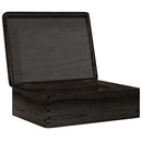 trækasse med låg sort 40x30x13 cm massivt træ fyrretræ