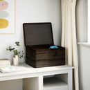 trækasse med låg sort 40x30x23 cm massivt træ fyrretræ