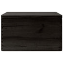 trækasse med låg sort 40x30x23 cm massivt træ fyrretræ