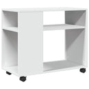 sidebord med hjul 70x35x60 cm konstrueret træ hvid
