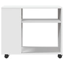 sidebord med hjul 70x35x60 cm konstrueret træ hvid
