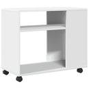 sidebord med hjul 70x35x60 cm konstrueret træ hvid