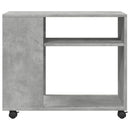 sidebord med hjul 70x35x60 cm konstrueret træ betongrå