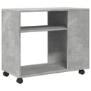 sidebord med hjul 70x35x60 cm konstrueret træ betongrå
