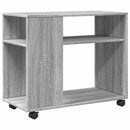 sidebord med hjul 70x35x60 cm konstrueret træ grå sonoma-eg