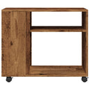 sidebord med hjul 70x35x60 cm konstrueret træ gammelt trælook