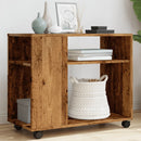 sidebord med hjul 70x35x60 cm konstrueret træ gammelt trælook