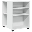 sidebord med hjul 55x60x78 cm konstrueret træ hvid