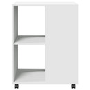 sidebord med hjul 55x60x78 cm konstrueret træ hvid