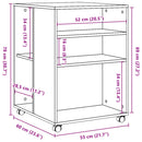 sidebord med hjul 55x60x78 cm konstrueret træ sonoma-eg