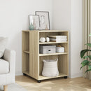sidebord med hjul 55x60x78 cm konstrueret træ sonoma-eg