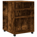 sidebord med hjul 55x60x78 cm konstrueret træ røget egetræ