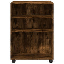 sidebord med hjul 55x60x78 cm konstrueret træ røget egetræ