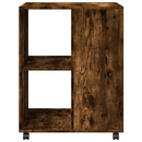 sidebord med hjul 55x60x78 cm konstrueret træ røget egetræ