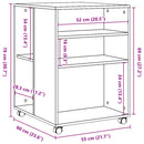 sidebord med hjul 55x60x78 cm konstrueret træ røget egetræ