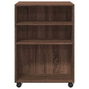 sidebord med hjul 55x60x78 cm konstrueret træ brunt egetræ