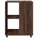 sidebord med hjul 55x60x78 cm konstrueret træ brunt egetræ