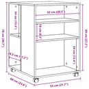 sidebord med hjul 55x60x78 cm konstrueret træ brunt egetræ
