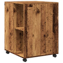 sidebord med hjul 55x60x78 cm konstrueret træ gammelt trælook
