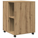 sidebord med hjul 55x60x78 cm konstrueret træ egetræsfarve