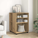 sidebord med hjul 55x60x78 cm konstrueret træ egetræsfarve